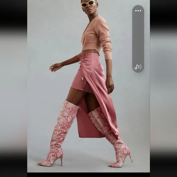 Cecelia New York Leather Pink Snake Print Women's Boots - Picture 2 of 7